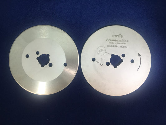 Potis OEM M2020 Smooth Kebab Circular Slicers 80x13x1.6mm S Bevel to sharpener 3 keyways 4 pinholes C0080K001P